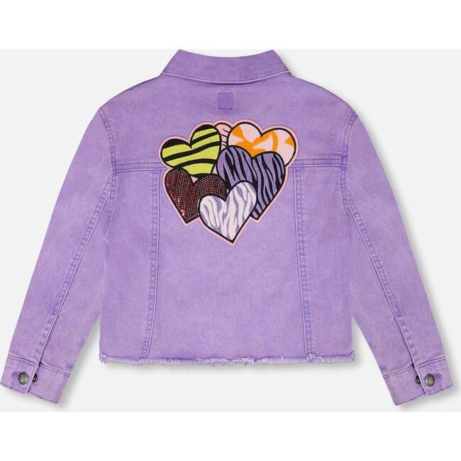 Denim Jacket With Embroidery, Mauve - Jackets - 3