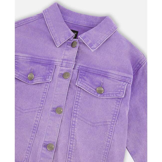 Denim Jacket With Embroidery, Mauve - Jackets - 4
