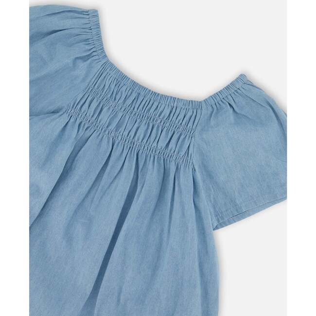 Chambray Top, Blue Chambray - Blouses - 4
