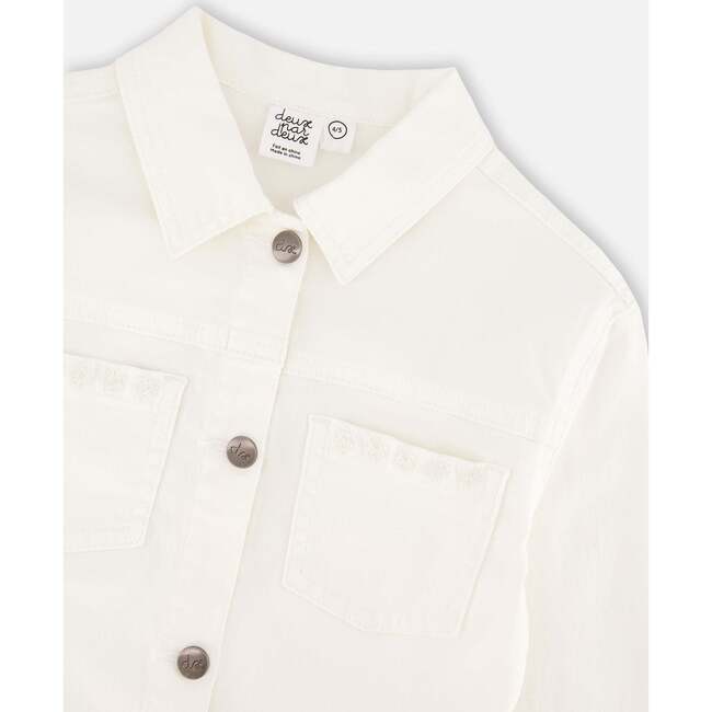 Denim Jacket With Embroidery, White - Jackets - 5