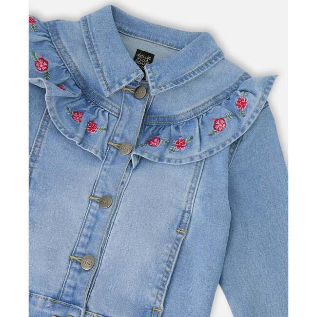 Denim Jacket With Embroidery, Light Blue Denim - Jackets - 5