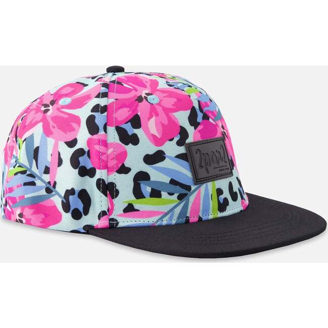 Cap, Blue Floral And Leopard Print