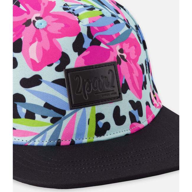 Cap, Blue Floral And Leopard Print - Hats - 3