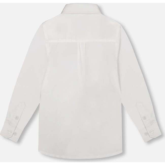 Button Down Long Sleeve Shirt, White - T-Shirts - 3