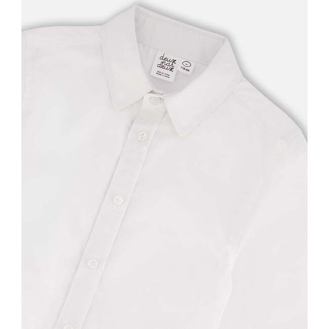 Button Down Long Sleeve Shirt, White - T-Shirts - 4