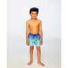 Boardshorts, Ombre Blue Beach Print - Swim Trunks - 3