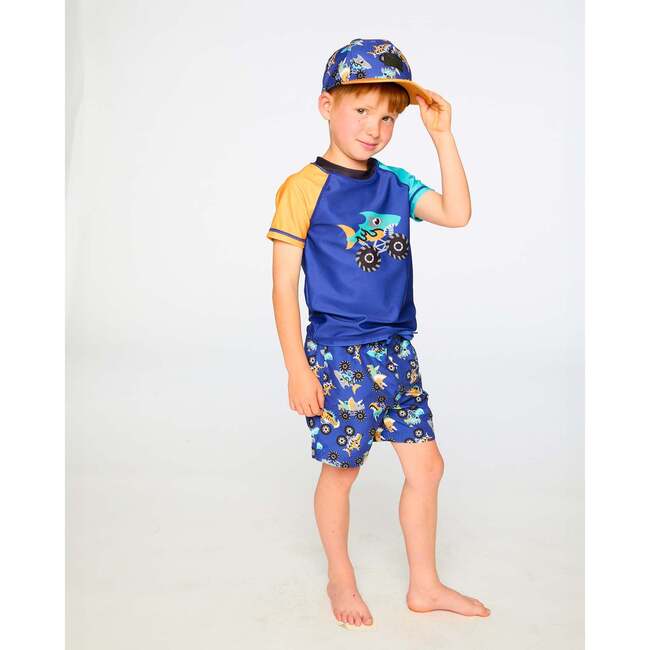 Boardshorts, Blue Printed Trucks - Swim Trunks - 3