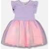 Bi-Material Mesh Dress, Lilac - Dresses - 1 - thumbnail