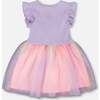 Bi-Material Mesh Dress, Lilac - Dresses - 3
