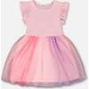 Bi-Material Mesh Dress, Pale Rose - Dresses - 1 - thumbnail