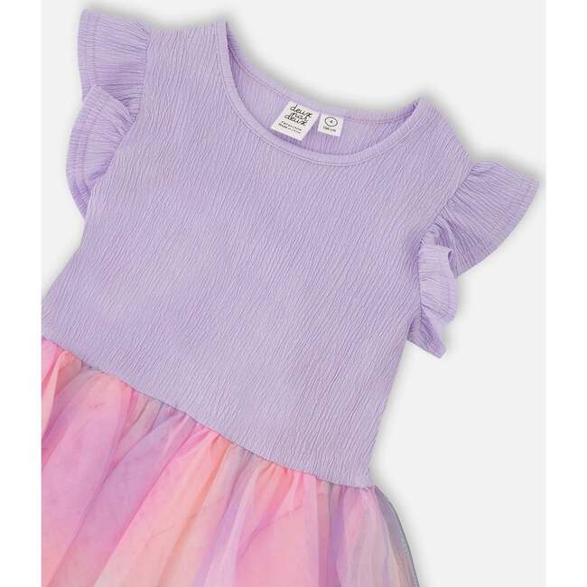 Bi-Material Mesh Dress, Lilac - Dresses - 4