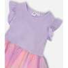 Bi-Material Mesh Dress, Lilac - Dresses - 4