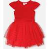Bi-Material Dress, Red - Dresses - 1 - thumbnail