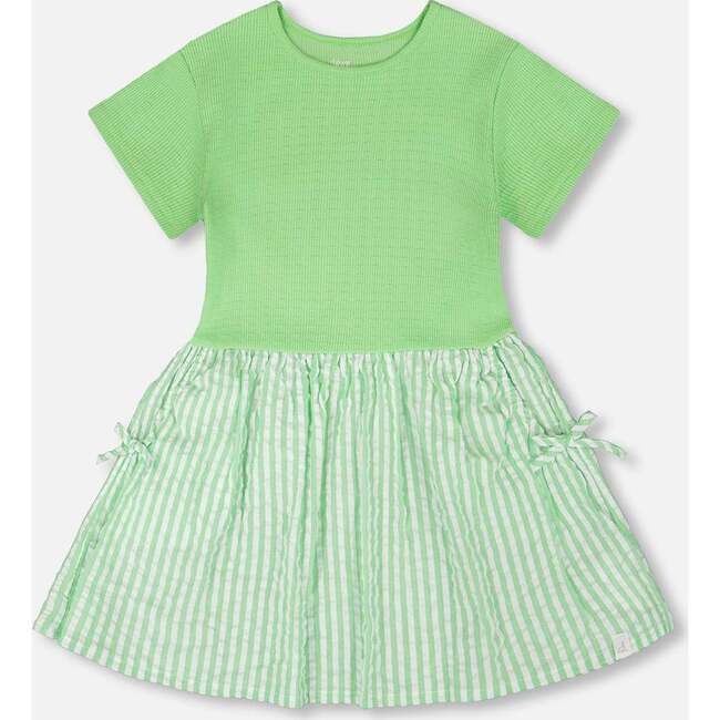 Bi-Material Dress, Mint Green