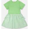 Bi-Material Dress, Mint Green - Dresses - 1 - thumbnail