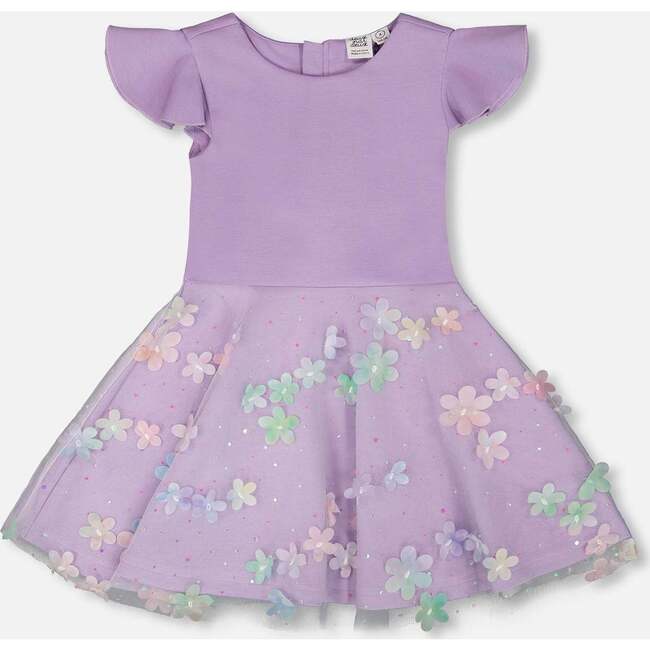 Bi-Material Dress, Mauve