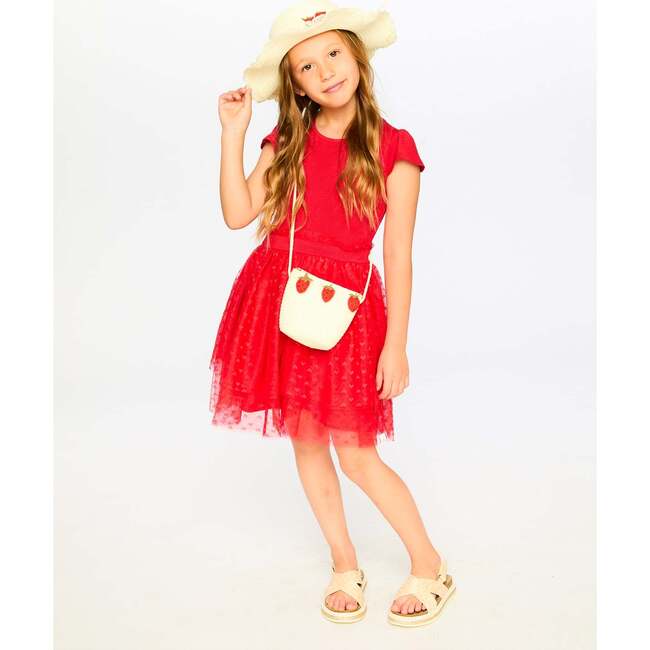 Bi-Material Dress, Red