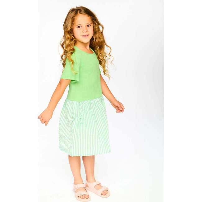 Bi-Material Dress, Mint Green