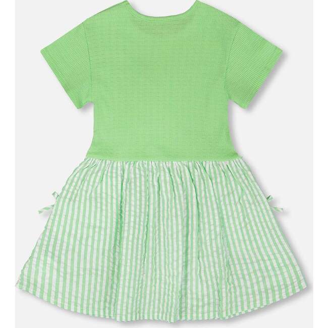 Bi-Material Dress, Mint Green - Dresses - 3