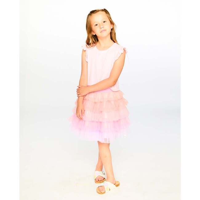 Bi-Material Dress, Pale Rose