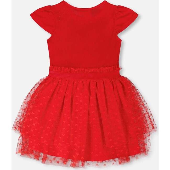 Bi-Material Dress, Red - Dresses - 3