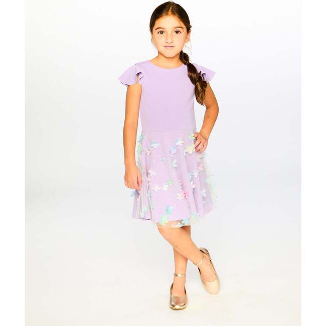 Bi-Material Dress, Mauve