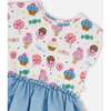 Bi-Material Dress, White Printed With Candies - Dresses - 4