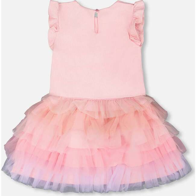 Bi-Material Dress, Pale Rose - Dresses - 3