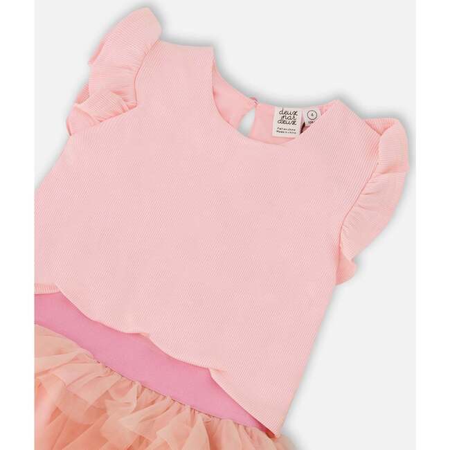 Bi-Material Dress, Pale Rose - Dresses - 4