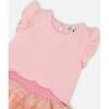 Bi-Material Dress, Pale Rose - Dresses - 4 - thumbnail