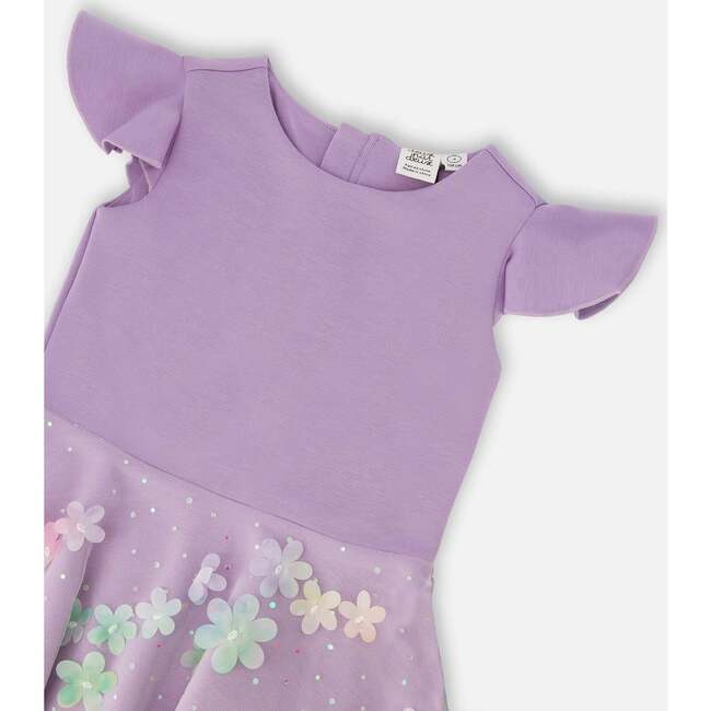 Bi-Material Dress, Mauve - Dresses - 4