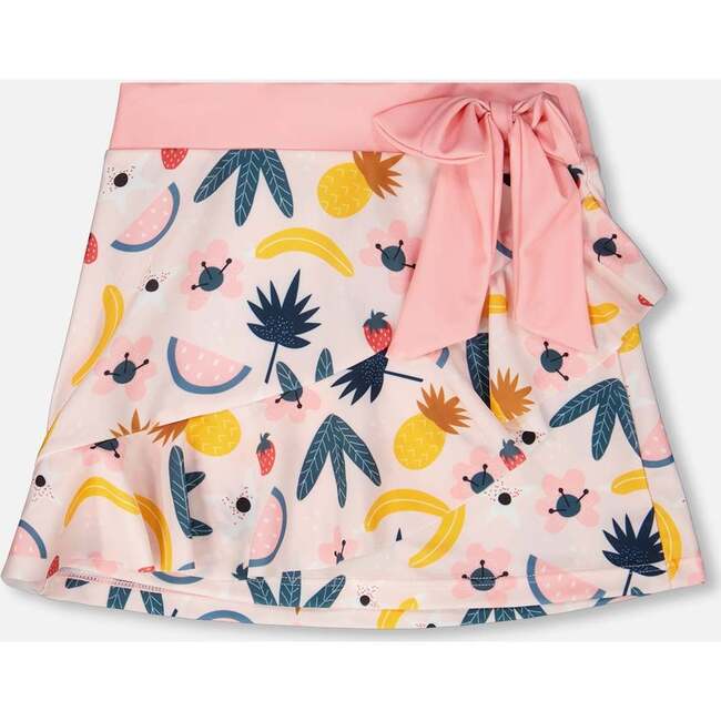 Beach Skirt Cover-Up, Pink Printed Fruits