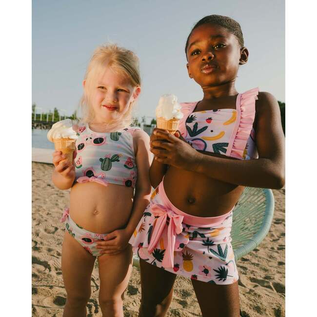 Beach Skirt Cover-Up, Pink Printed Fruits