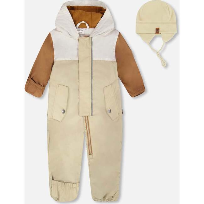 Baby Mid-Season One-Piece Outerwear With Hat, Beige