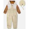 Baby Mid-Season One-Piece Outerwear With Hat, Beige - Snowsuits - 1 - thumbnail