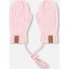Baby Knit Mittens With Cord Pale Pink, Pale Rose - Gloves - 1 - thumbnail