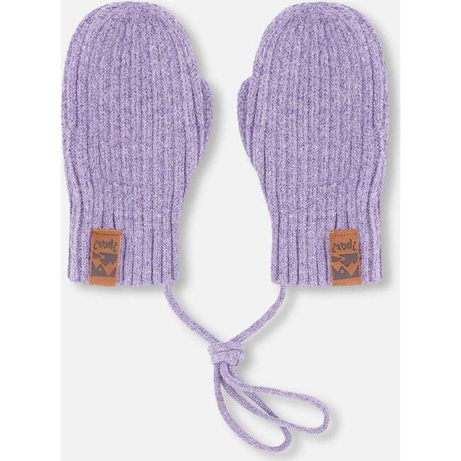 Baby Knit Mittens With Cord, Lavender