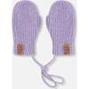 Baby Knit Mittens With Cord, Lavender - Gloves - 1 - thumbnail