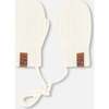 Baby Knit Mittens With Cord, Off White - Gloves - 1 - thumbnail