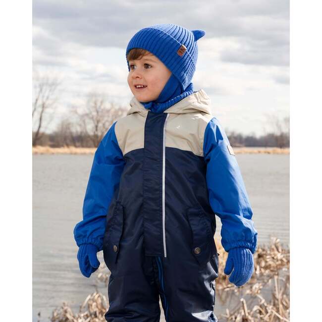 Baby Knit Mittens With Cord, Royal Blue