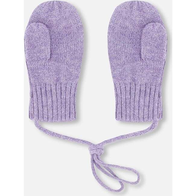 Baby Knit Mittens With Cord, Lavender