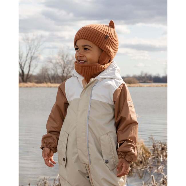 Baby Mid-Season One-Piece Outerwear With Hat, Beige