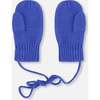 Baby Knit Mittens With Cord, Royal Blue - Gloves - 3