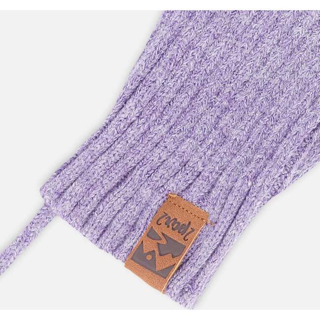 Baby Knit Mittens With Cord, Lavender - Gloves - 3