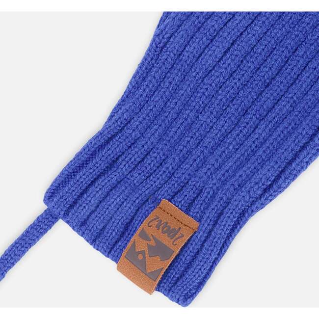 Baby Knit Mittens With Cord, Royal Blue - Gloves - 4