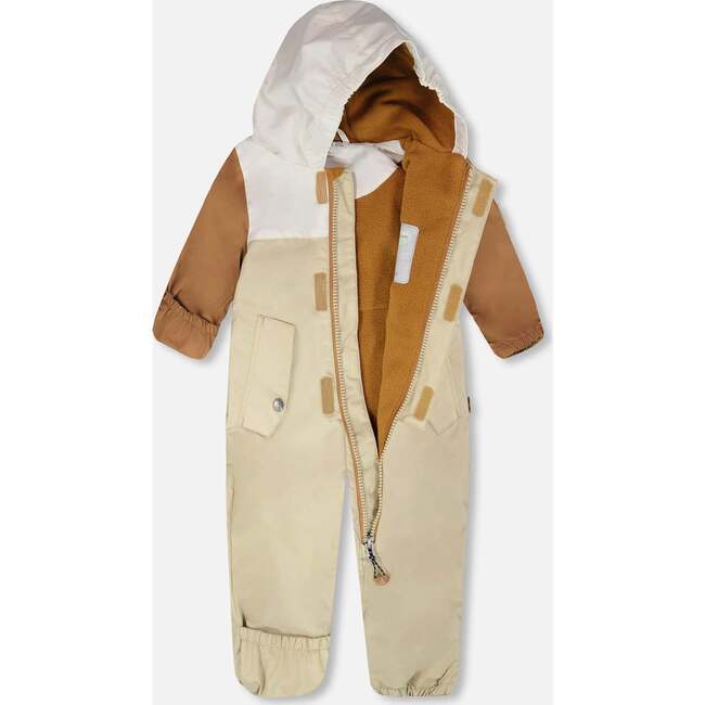 Baby Mid-Season One-Piece Outerwear With Hat, Beige - Snowsuits - 3