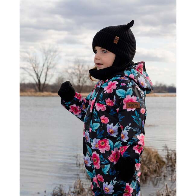 Baby Knit Mittens With Cord, Black