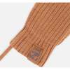 Baby Knit Mittens With Cord, Brown - Gloves - 3