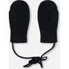 Baby Knit Mittens With Cord, Black - Gloves - 3