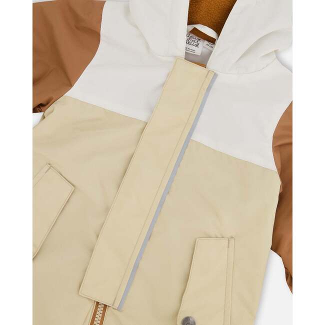 Baby Mid-Season One-Piece Outerwear With Hat, Beige - Snowsuits - 5